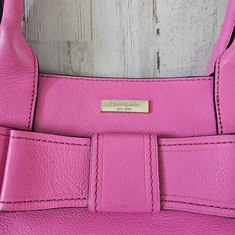 Kate Spade Women Shoulder Bag Hot Pink Pebbled Leather Bow Detail Barbiecore - Picture 6 of 15